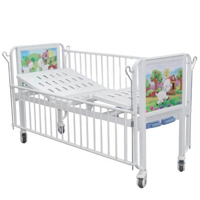 China Hospitals / Clinics / Home Care Centers Two Cranks Manual Hospital Children Bed With Backrest And Footrest Adjustable Pediatric Hospital Bed for sale