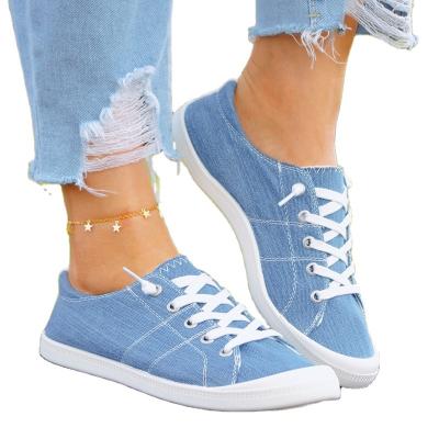 China 2022 New Fashion Trend Low Cut Walking Athleisure Blue Burlap Women's Nice Sneakers Casual Flat Canvas Shoes for sale