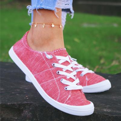 China Fashion Trend Sports Low Cut Women Casual Dark Pink Custom Sneakers Walking Cheap Canvas Shoes for sale