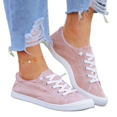 China 2022 Fashion Trend New Fashion Solid Color Low Cut Cotton Sneakers Canvas Pink Rubber Sole Casual Shoes For Women for sale