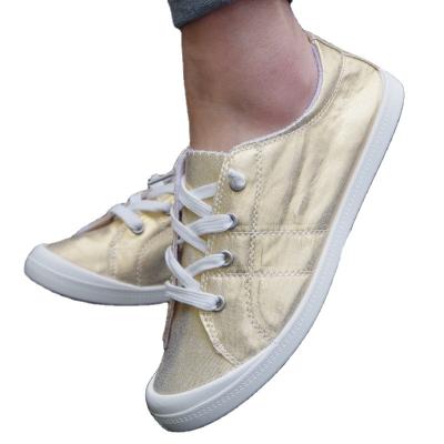 China Fashion Trend Gold Luxury Low Comfort Cut New Style Casual Women Summer Fashion Flat Canvas Shoes Sneakers For Ladies for sale