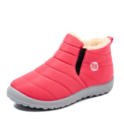 China Customizable Candy Color Round Round Toe Winter Nylon Women's Boots Unique Rubber Boots Warm Boots Fake Fur Snow Boots for sale