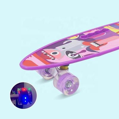 China Flat-Plate Hand-held Small Fish Board Printed Skateboard Four Wheel Flash Mobility Scooter For Boys And Girls for sale