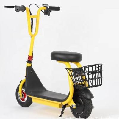 China Scooter eléctrico de 8 pulgadas con cesta y asiento Velocidad máxima 15 km/h Alcance por carga 8-10KM en venta