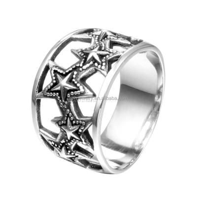 China JBX004 Hiphop Stainless Steel Ladies Shape Simple Six-pointed Star Jewelry Wedding Engagement Party Birthday Hip Hop Ring for sale