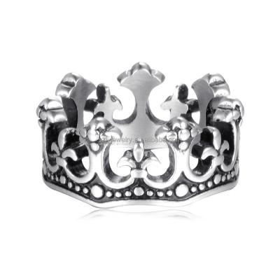 China Hiphop Fashion Retro Crown Men's and Women's Hip Hop Stainless Steel Punk Ring JBX006 for sale