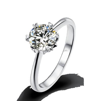 China JZM01A CLASSIC Classic Snowflake S925 Silver Platinum Plated 1 Carat D Color Moissanite Female Rings for sale