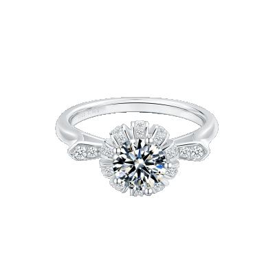 China JZM44A Romantic High Quality Fine Jewelry 1 Carat Silver Moissanite Ring 925 Round Cut White Brilliants for sale