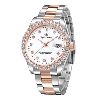 China Smart CZ Crystal Fashion Shiny Jewelry Rose Gold Round Men's Watch Automatic Date 3662 -2 Dial Hip Hop Watch for sale