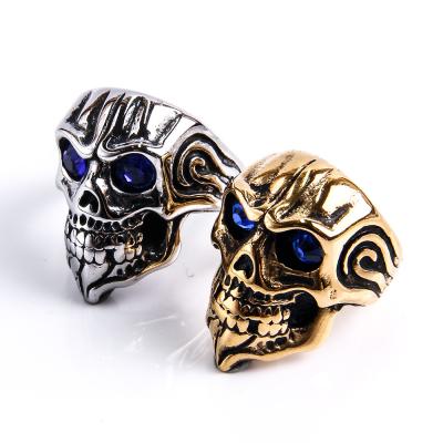 China JBX0035 Neo-Gothic Shape New Skull Ring Male Gothic Ring Sapphire Eyes Hip Hop Ring for sale