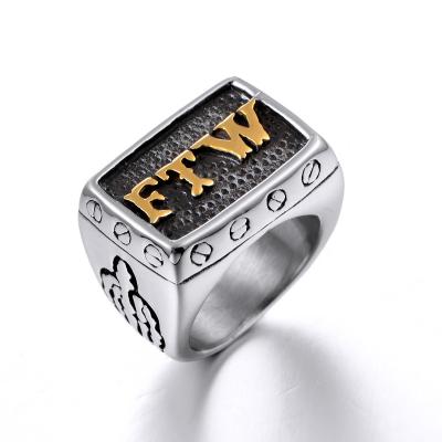 China Hiphop JBX0022 FOR VICTORY Cool Punk Rock Bun Vintage Roman Numeral Men Black Stainless Steel Ring for sale