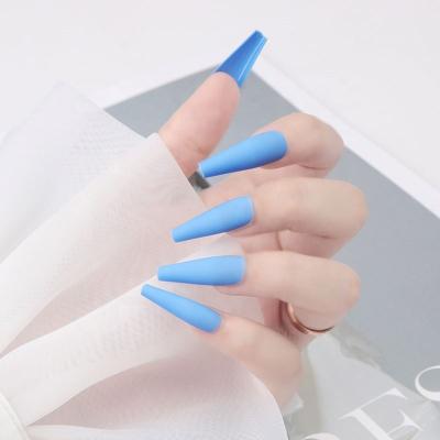 China DIY Nail Art Plastic Matte Ballet Wholesale Extra Long Press On False Nails Box Fake Nail Tips Show Baby Blue for sale