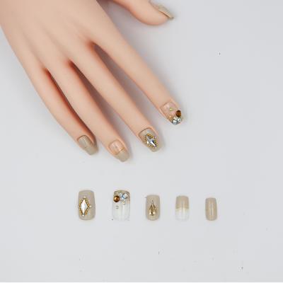 China Design Charm Nail Tips 3D Beads and Jewels Press on Nails ABS Fake Nails for sale