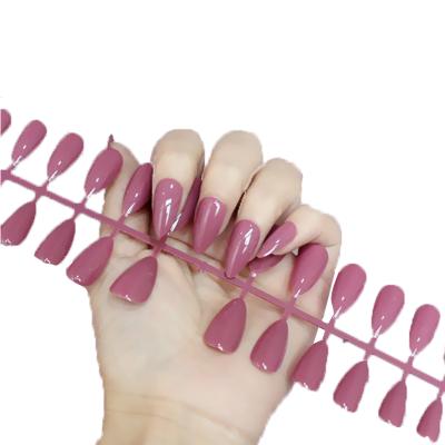 China Long Size Solid Color French Mirror Artificial Press On Nails Tips 24Pcs Stiletto Fake Nails for sale