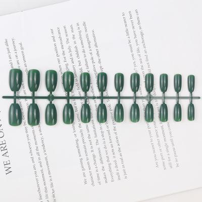 China DIY Nail Art Short Coffin Press On Green Fake Nails Custom Ballerina Nail Tips Artificial Fake Nails for sale