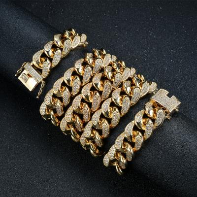 China Hot Sale Hiphop Men's Jewerly Necklace 18mm Gold Plated Necklace With Low Price Hip Hop Necklace Jewelry for sale