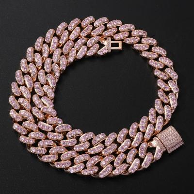 China Long Hiphop Necklace 13mm Mens Womens Beaded Necklace Rose Pendant Hip Hop Necklace For Women for sale