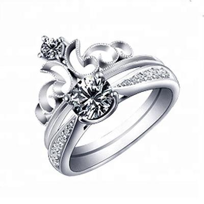 China Cheap Women Silver Royal Princess Queen Rings Silver Crown Shaped for sale