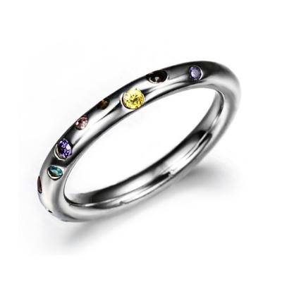 China High Quality Cute 925 Sterling Silver Multi Color CZ Ring for sale