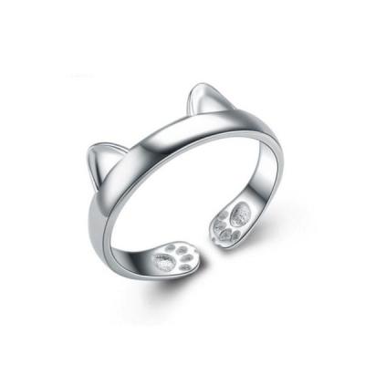 China New Silver Cat Ears Bead Design Ring for sale