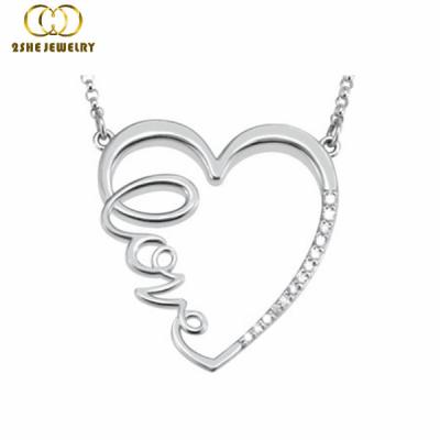 China Fashion Jewelry Silver Valentine Love Heart Silver Necklaces for sale