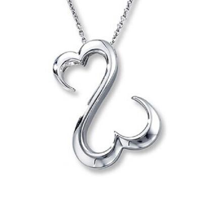 China Newest 925 Sterling Silver Double Open Heart Pendant Necklace for sale