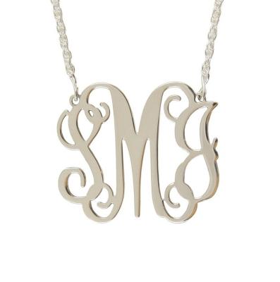 China High Quality Silver 925 Sterling Silver Letter M Initials Necklace Pendant for sale