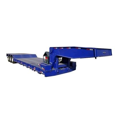 China Gooseneck Low Bed Semi Trailer 80 Ton Detachable Gooseneck Lowboy Trailers for sale