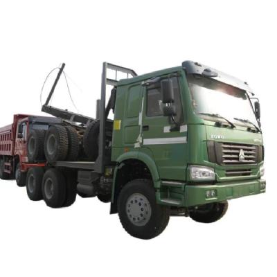 China Heavy Duty Truck Howo 6x4 Euro 2 Wood Logging Truck With 2 Axle Trailer for sale