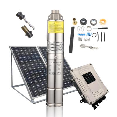 China Small screw treatment 3FLS1.3/50-D24/140 drinking water pump bomba de agua dc 24v 140w submersible brushless solar dc brushless solar pumps for sale