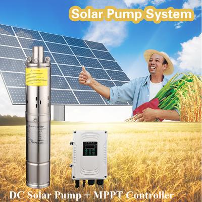 China Submersible Irrigation and Agriculture 304 Stainless Steel DC Solar Powered Water Pump Solar Irrigation Solar Pump for sale