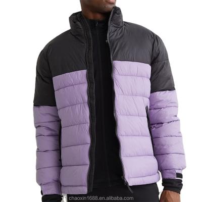 China OEM Waterproof Black Backing Stripper Custom Quilting QUICK DRY AND Windproof Collar And Purple Color Down Jacket For Men for sale