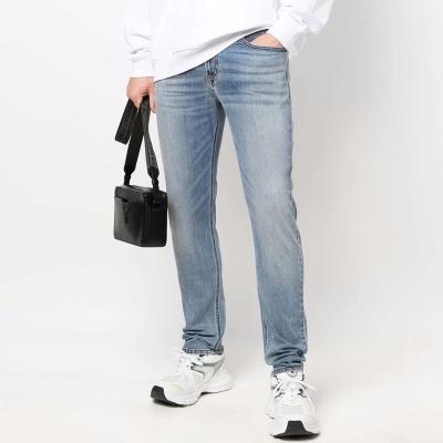 China Pencil Pants OEM Custom High Quality Blue Washed Denim Denim Pants Stretch Slim Fit Cotton Skinny Jeans For Men for sale