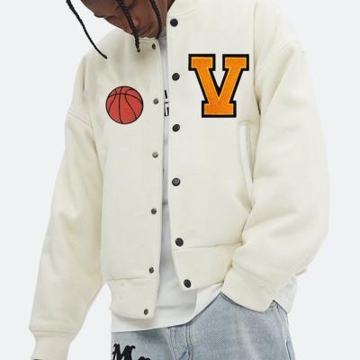 China Custom OEM QUICK DRY winter embroidery fleece baseball bomber letterman high quality varsity jacket for men for sale