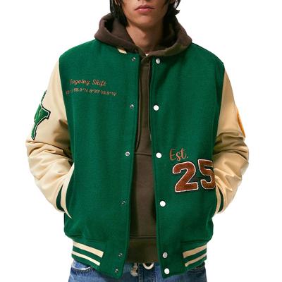 China OEM Sleeves Chenille Embroidery Custom Patch Woolen QUICK DRY Letterman Baseball Bomber Varsity Leather Jacket For Men for sale