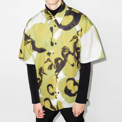 China OEM Summer Print Design Drop Shoulder Digital Casual Cotton Oversized Oversize Shirt For Men for sale