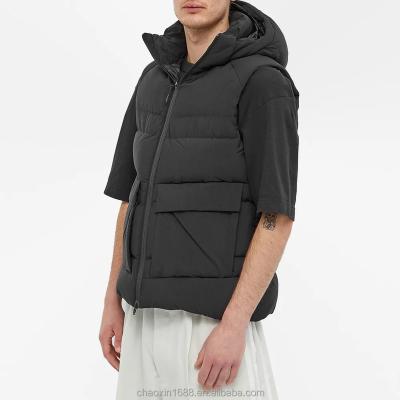 China OEM Custom QUICK DRY Outdoor Solid Anorak Patch Pockets Sleeveless Jacket Padded Hood Stripper Vest For Men for sale