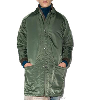 China OEM Custom High Quality QUICK DRY Polyester Cotton Fabric Collar Tone Spread Olive Green Design Padded Coat For Men for sale