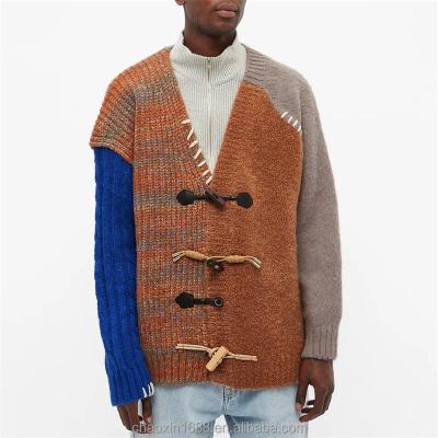 China High Quality Custom QUICK DRY OEM Patch Color Casual Long Sleeve 100%cotton Block Knit Coat For Men for sale