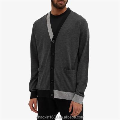 China Custom QUICK DRY OEM high quality casual color block patchwork 100%cotton long sleeve knit coat for men for sale