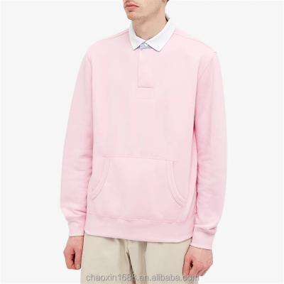 China Custom Anti-wrinkle OEM Long Sleeves Pullover White Kangaroo Pocket 100%cotton Plain Collar Sweatshirt For Men for sale