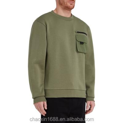 China Anti-Wrinkle OEM Causal Patch Custom Logo Long Sleeves Crewneck Pullover White Plain Sweatshirt For Men for sale