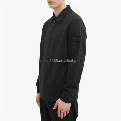 China Anti-wrinkle OEM fashion 100%cotton custom loose formal empty quarter zipper collar simple black sweatshirt for men for sale