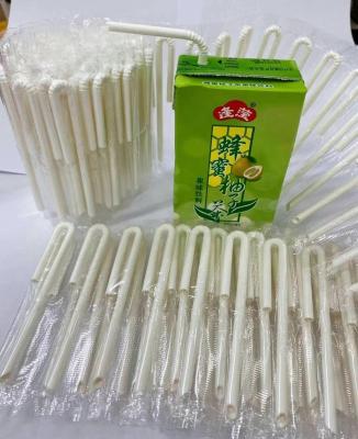 China Milk U Shape Drinking Straws Minimalist Biodegradable Disposable Flexible White Straws Individually Wrapped Paper Compostable Paper Straws for sale