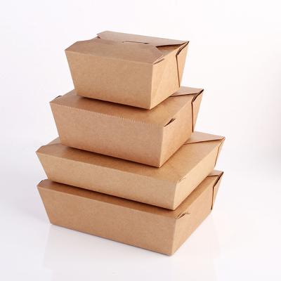 China Disposable Paper Takeout Container Folding Disposable Kraft Paper To Take Out Food Containers Compostable Box for sale