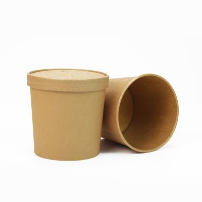 China Disposable Food Grade Take Away Container Soup Cup Salad Wrapping Paper Biodegradable Paper Bowl With Lid for sale