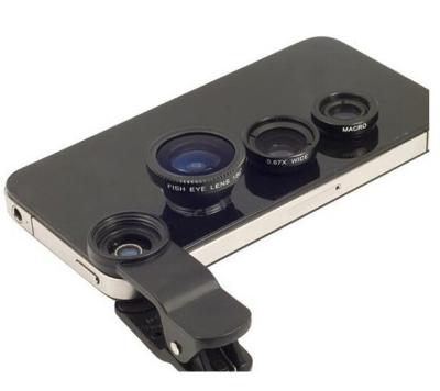 China Universal 3in1 Clip-On FishEye Lens phone lens Wide Angle Macro Lens For iPhone 4 5 5S 6 6 for sale