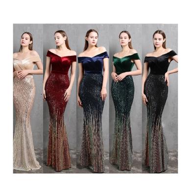 China Elegant Anti-Static Velvet V Backless Mermaid Plus Size Evening Dress vestido de noite for sale