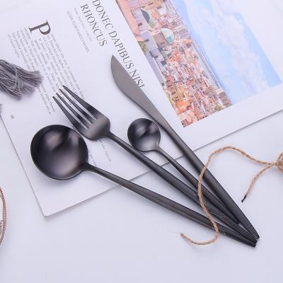 China 2021 Viable Hot Sale Matte Black Metal Stainless Steel Flatware Cutlery Gift Set Of 5 Pcs for sale