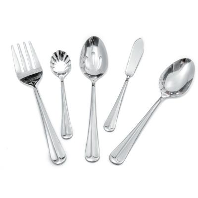 China Stainless Steel Flatware Set Salad Fork And Spoon Serving Dinnerware Viable Cutlery for sale